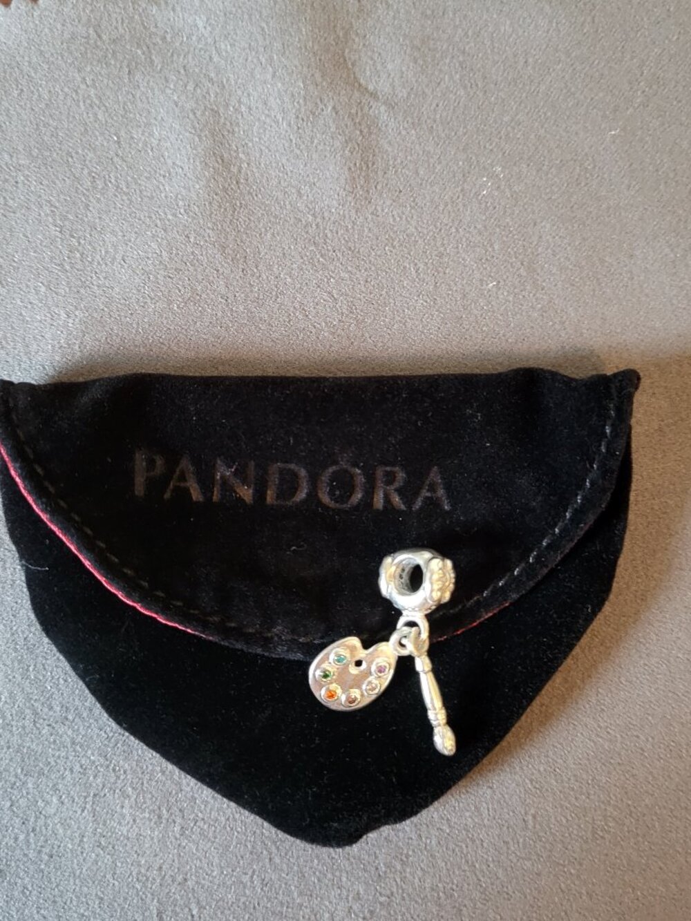 Retired Pandora Artis Pallette Paint Brush Dangle Charm, style #791268CZMX.